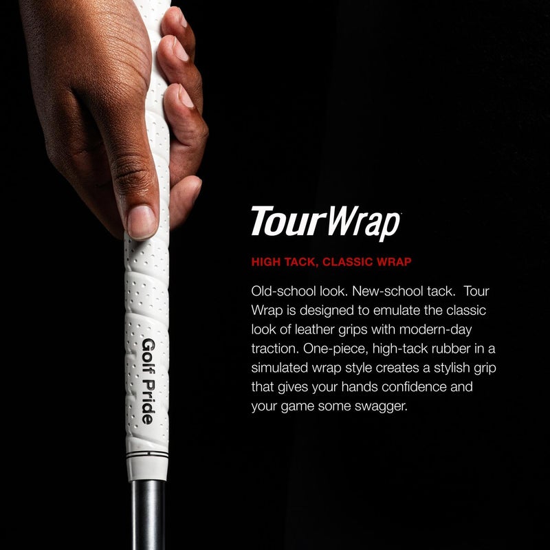 Golf Pride Tour Wrap Golf Grip - Comfortable, Durable Grip for Clubs - Classic Wrap Design with High-Tack Feel - Rubber Construction - Standard - White - Image 2